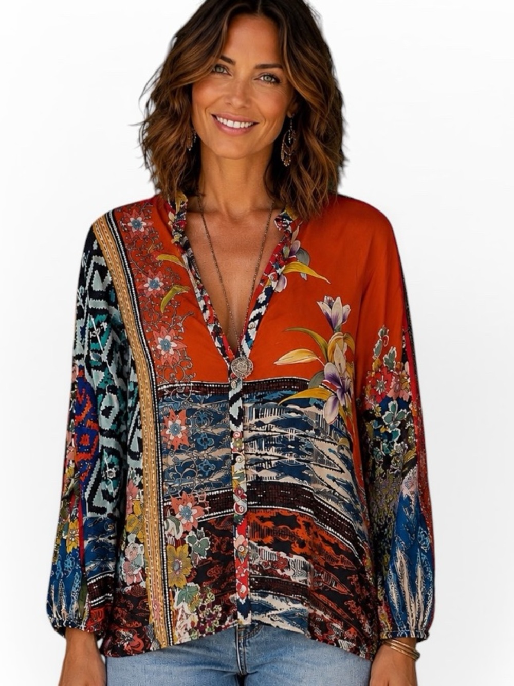 Johnny Was silk WILD LILLAI BLOUSE RARE